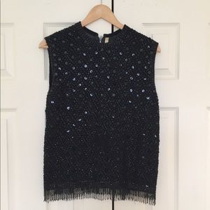 Jeri-Jo Vintage Black Sequined Top